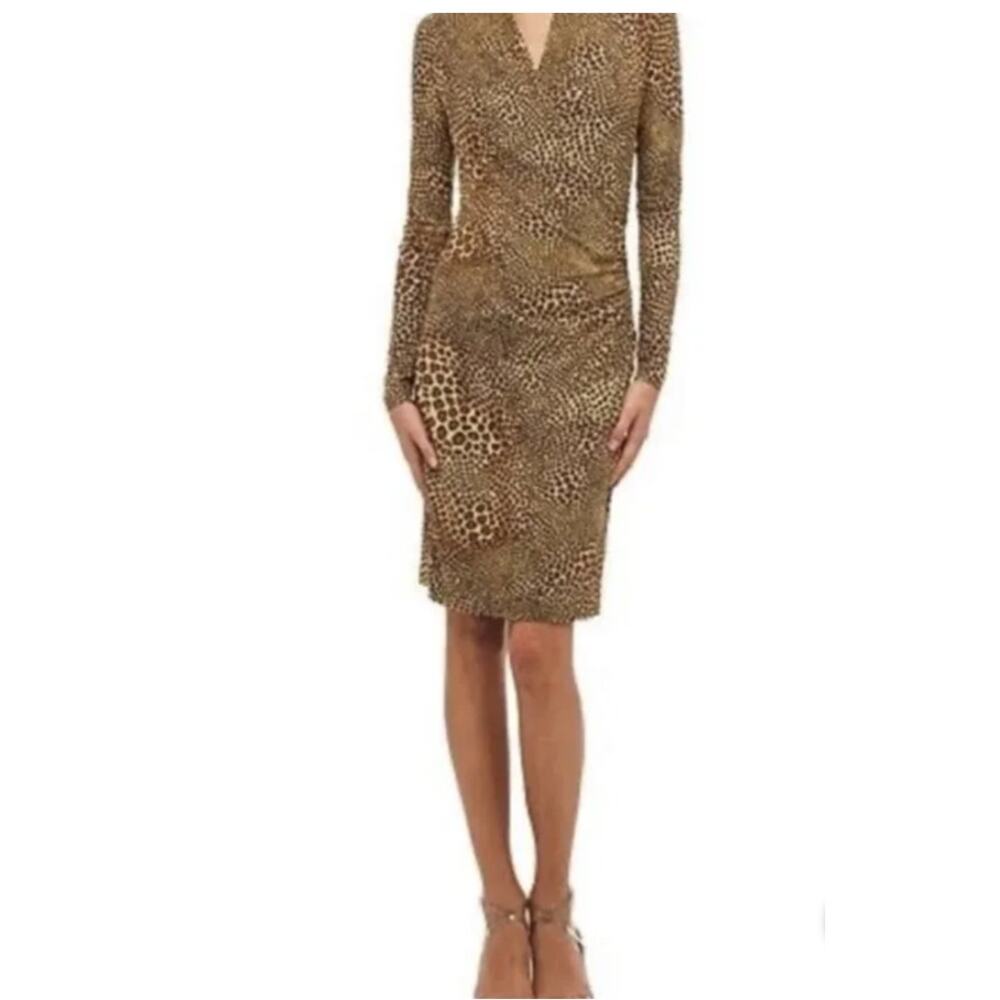 Norma Kamali Coca Leopard Print Faux Wrap Mini Dress XS